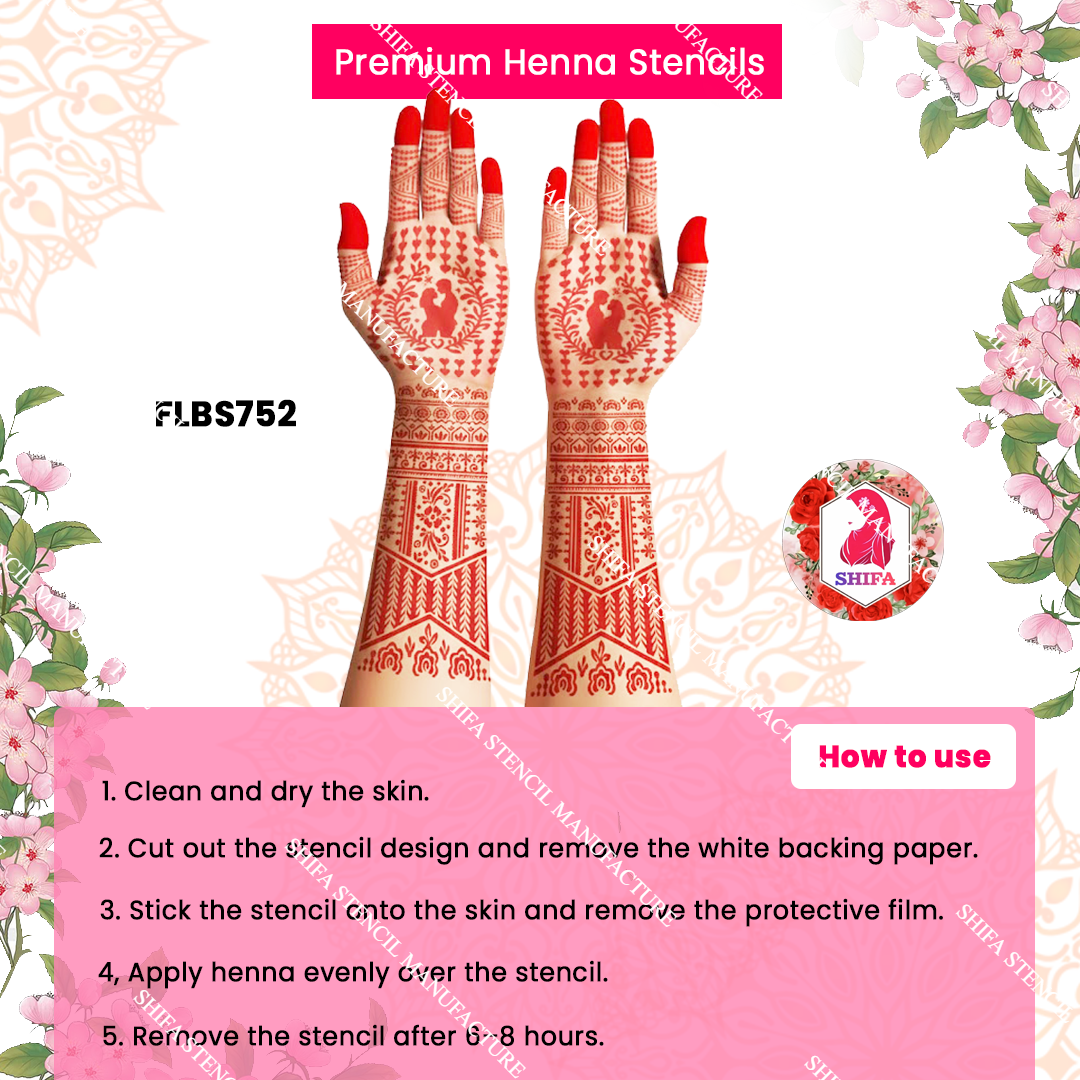 FLBS 752 Dil Se Bandhan Mehndi Double Hand Henna Stencil